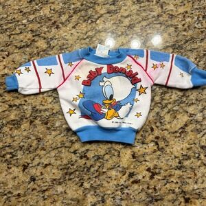 Vintage 1984 Disney Babies Baby Donald Duck Sweatshirt Blue White Stars 0-6M